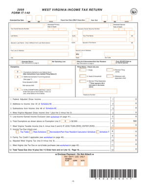 West Virginia Income Tax Return Form IT-140
