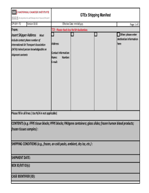 GTEx Shipping Manifest