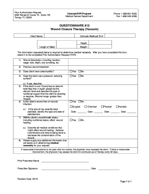 Wound Closure Therapy Prior Authorization Request