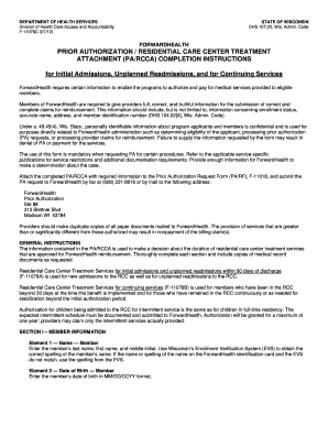 Wisconsin Prior Authorization Residential Care Center Treatment Attachment