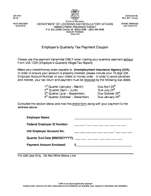 Michigan Employer Quarterly Tax Payment Coupon