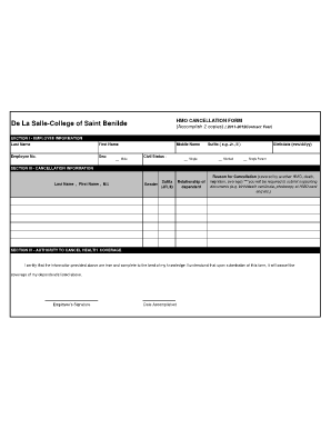 HMO Cancellation Form