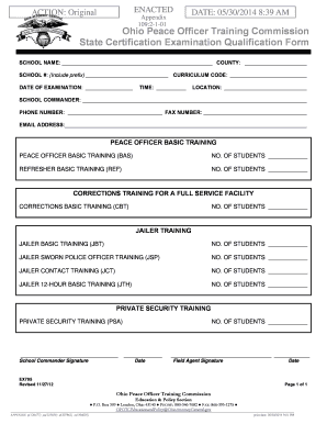 Ohio Peace Officer Training Commission Certification Form