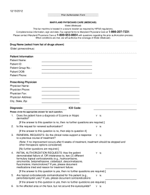 Maryland Medicaid Elidel Prior Authorization Form