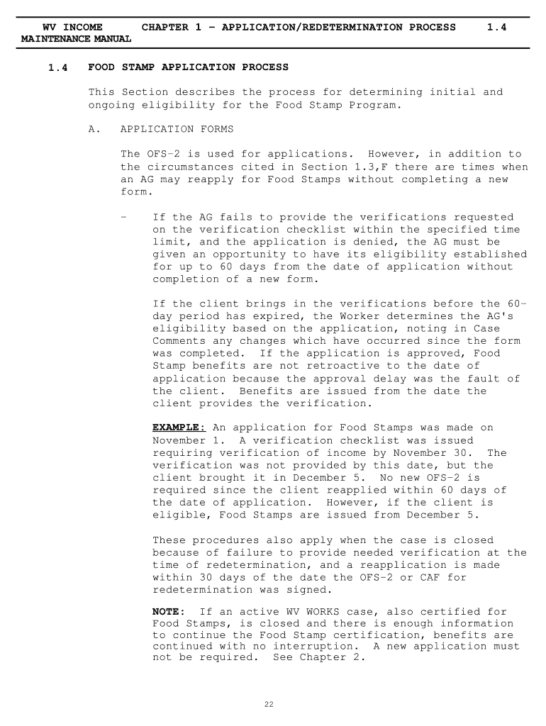 Fillable Online dhhr wv Food Stamp Application Process.
