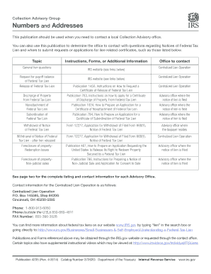 IRS Federal Tax Lien Advisory Office Contact Guide