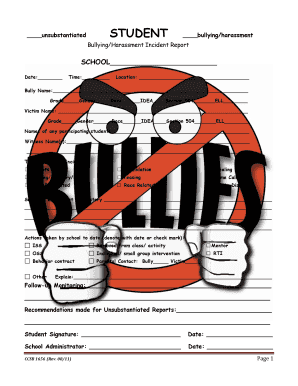 Bullying/Harassment Incident Report
