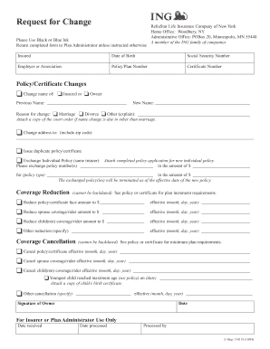 ReliaStar Life Insurance Policy Change Request