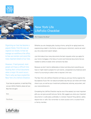 New York LifeFolio Checklist