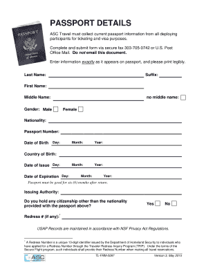 Passport Information Form