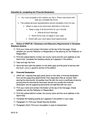 Utah Financial Declaration Form