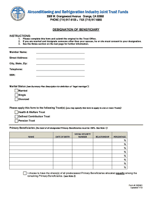 Designation of Beneficiary Form