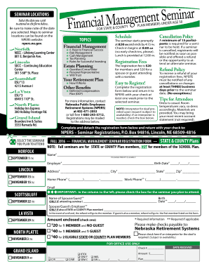 Nebraska Public Employees Retirement System Financial Management Seminar Registration Form