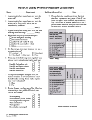 Indoor Air Quality Questionnaire