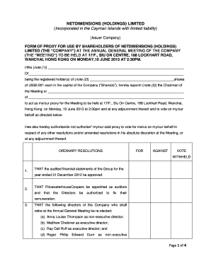 NetDimensions Proxy Form for Annual General Meeting