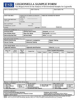 Legionella Sample Test Request Form