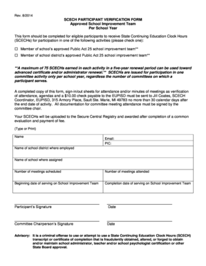 SCECH Participant Verification Form