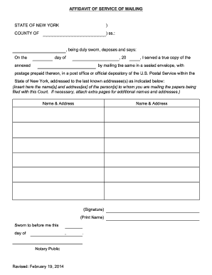 Affidavit of Service of Mailing