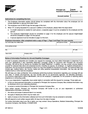 Principal Life Health Insurance Statement