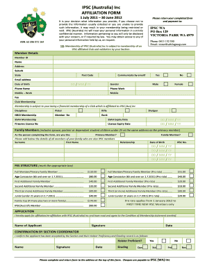 IPSC Australia Affiliation Form