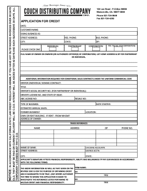 California Credit Application Form