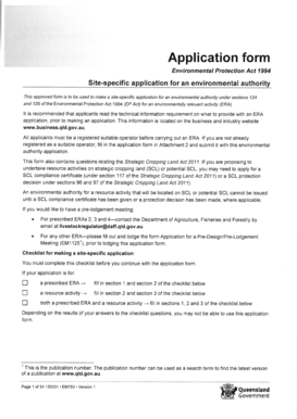 Site-Specific Environmental Authority Application