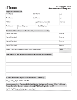 Toronto Renovates Assessment Request Form
