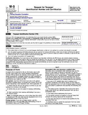 Form W-9 Request for Taxpayer Identification Number and Certification