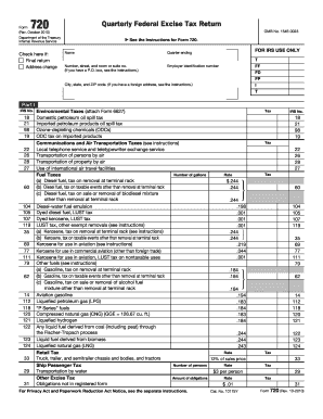 Quarterly Federal Excise Tax Return Form 720