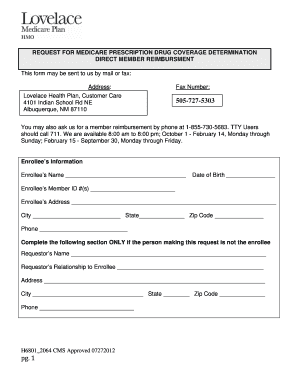 Medicare Prescription Drug Reimbursement Form