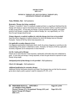 DHS 1147c Restorative Therapy Report