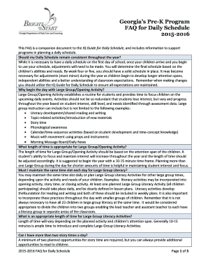 Fillable Online decal ga Georgias Pre-K Program FAQ for Daily Schedule ...