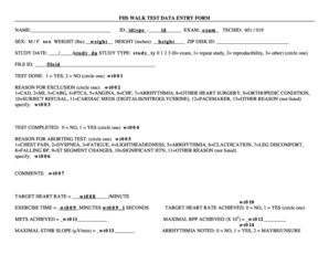 FHS Walk Test Data Entry Form