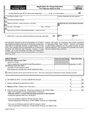 Arizona Form 141AZ EXT for Fiduciary Returns