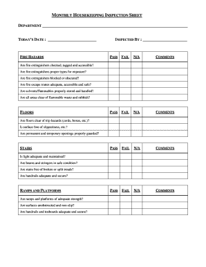 Monthly Housekeeping Inspection Form