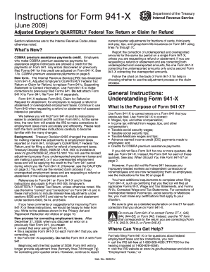 Form 941-X Adjusted Employer’s Quarterly Federal Tax Return