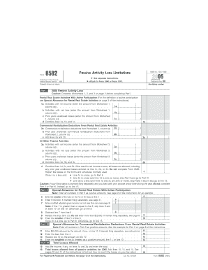 IRS Form 8582 Passive Activity Loss Limitations