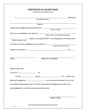 Certificate of Acceptance