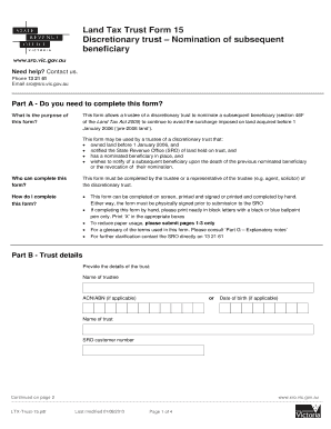 Land Tax Trust Form 15