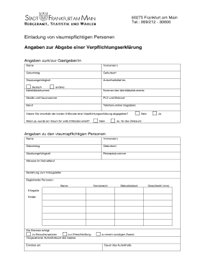 Einladung von visumspflichtigen Personen