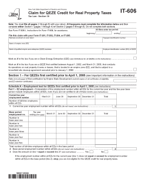 New York QEZE Credit for Real Property Taxes Form IT-606