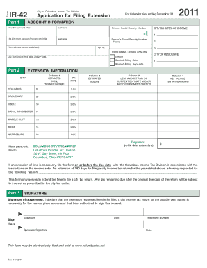 IR-42 Application for Filing Extension