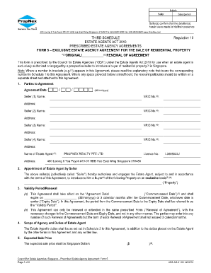 Singapore Exclusive Estate Agency Agreement