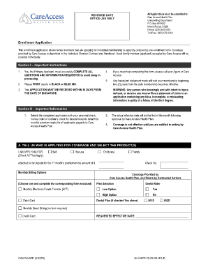 Care Access Health Plan Enrollment Application