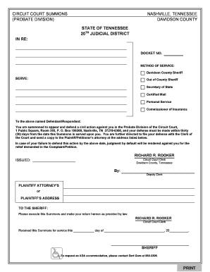 Circuit Court Summons