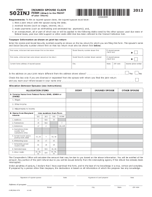 Injured Spouse Claim Form 2012