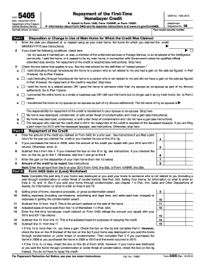 IRS Form 5405 Homebuyer Credit Repayment