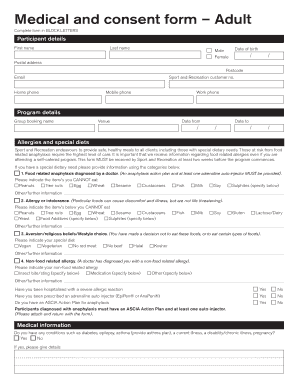 Adult Medical and Consent Form
