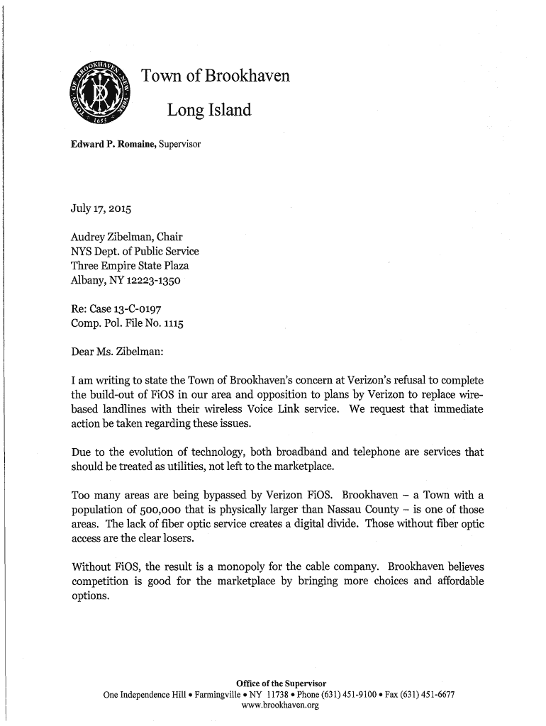 Fillable Online Town of Brookhaven Long Island Edward P Fax Email Print