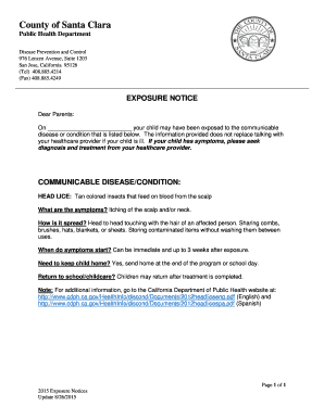 Exposure Notice for Head Lice
